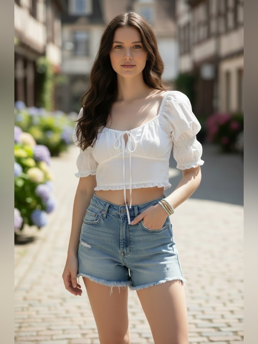 ZARA White Cotton Peasant Milkmaid Crop Top XL Cottage Coquette Boho Hippie